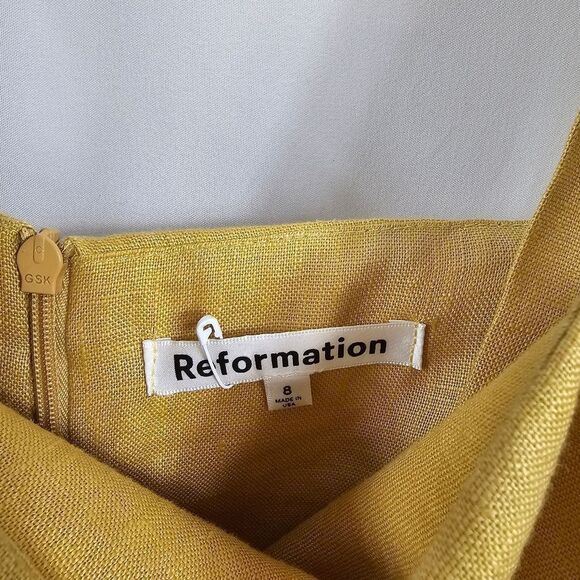 NWOT Reformation Kerrigan Linen Dress in Tuscan Sun - Size 8 - Picture 3 of 11